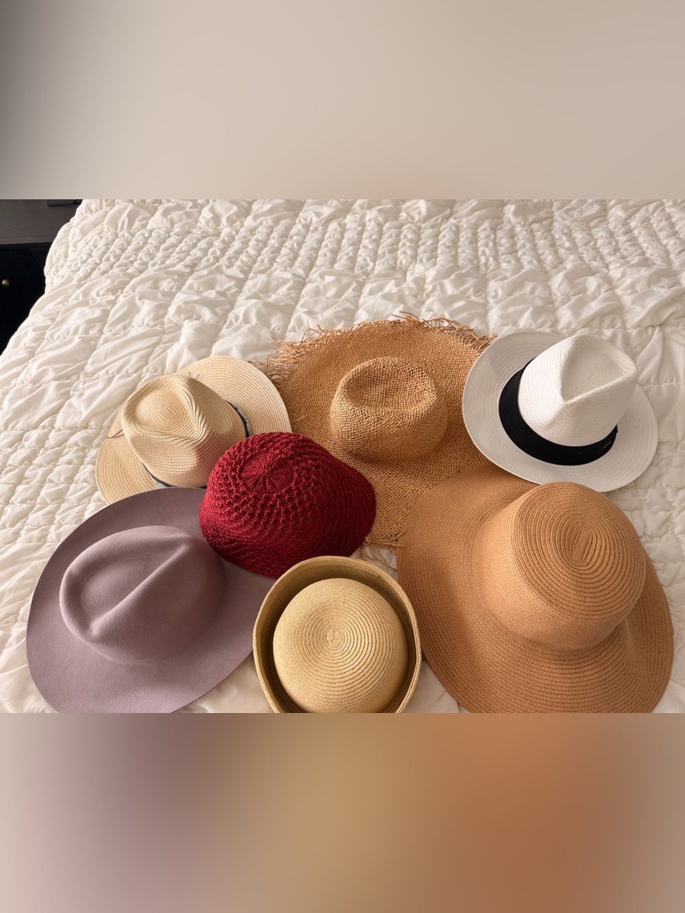 H&M Red Crochet Bucket Hat with Textured Knit